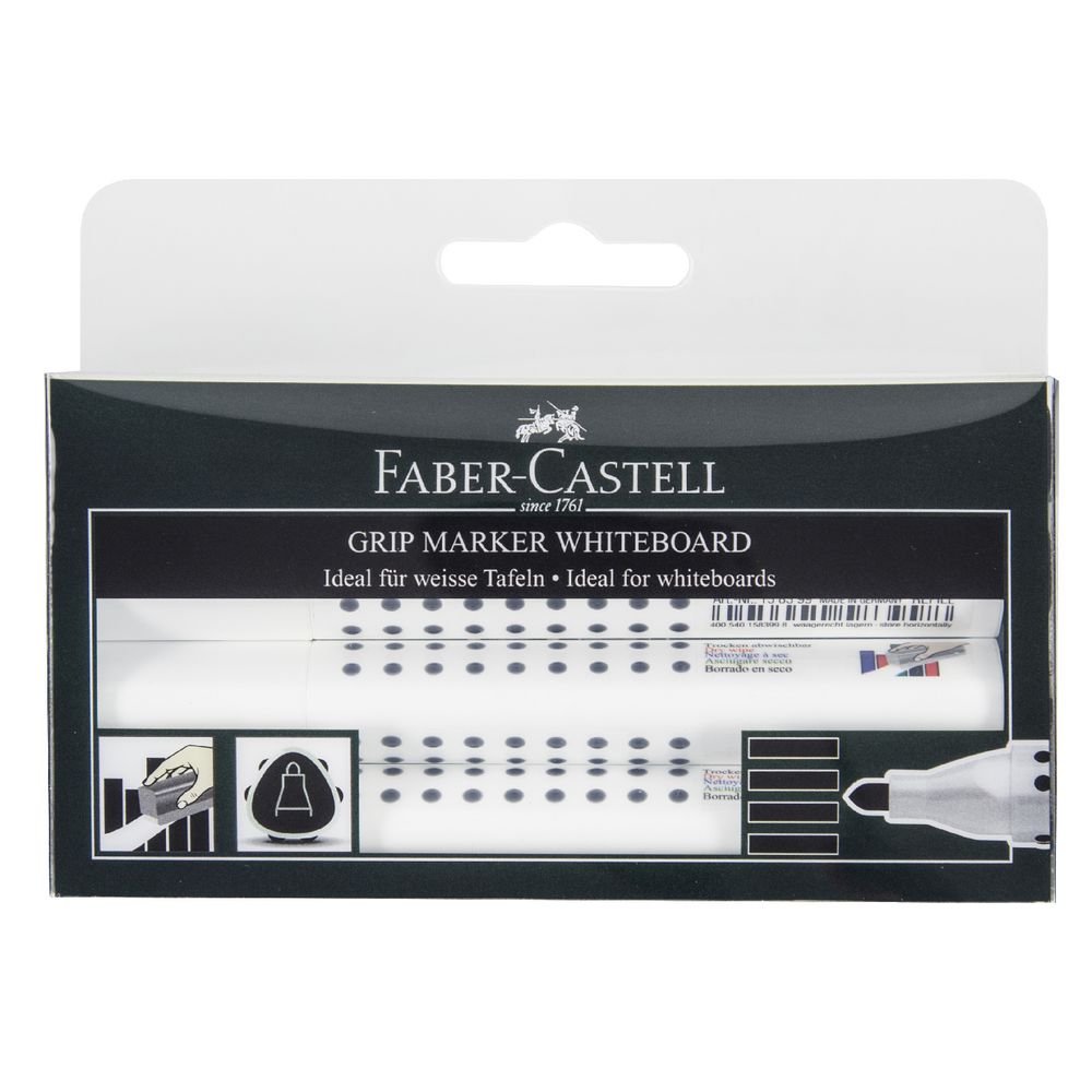 Faber-Castell Grip Whiteboard Bullet Markers Black 4 Pack