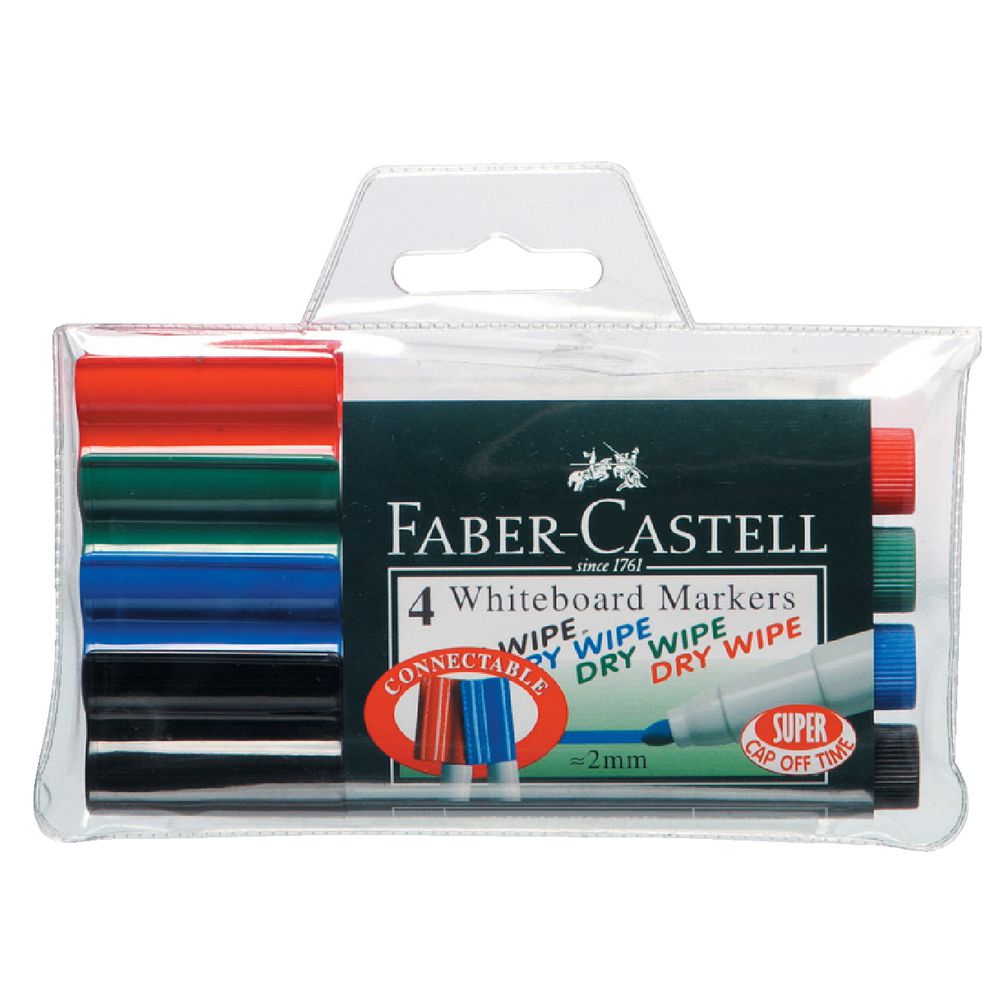 Faber-Castell Connector Whiteboard Markers Assorted 4 Pack