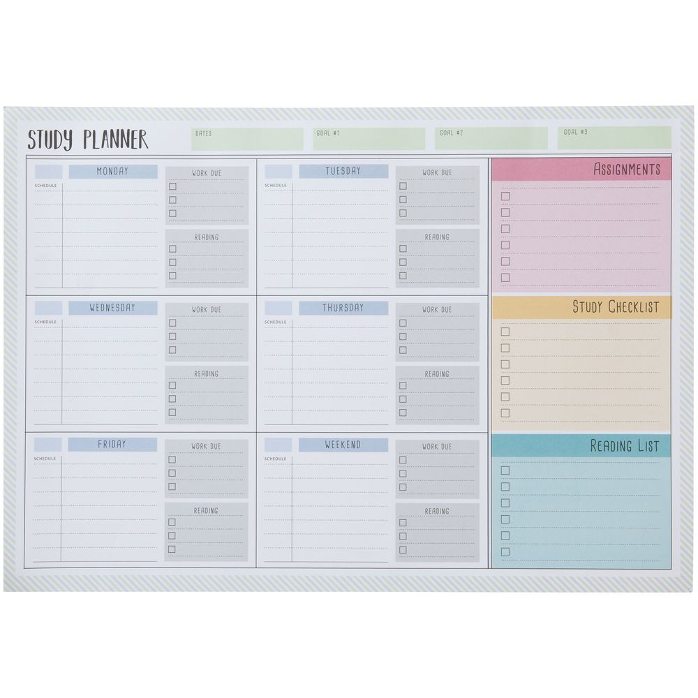 Studymate A3 Weekly Study Desk Planner Pad 60 Sheets 9334188104559 eBay