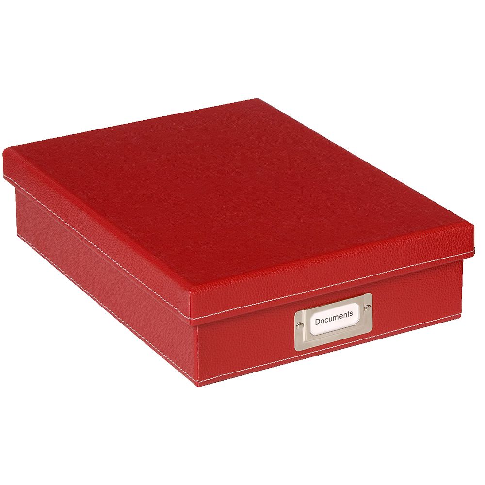 Otto Leather Look A4 Slim Document Box Red Officeworks