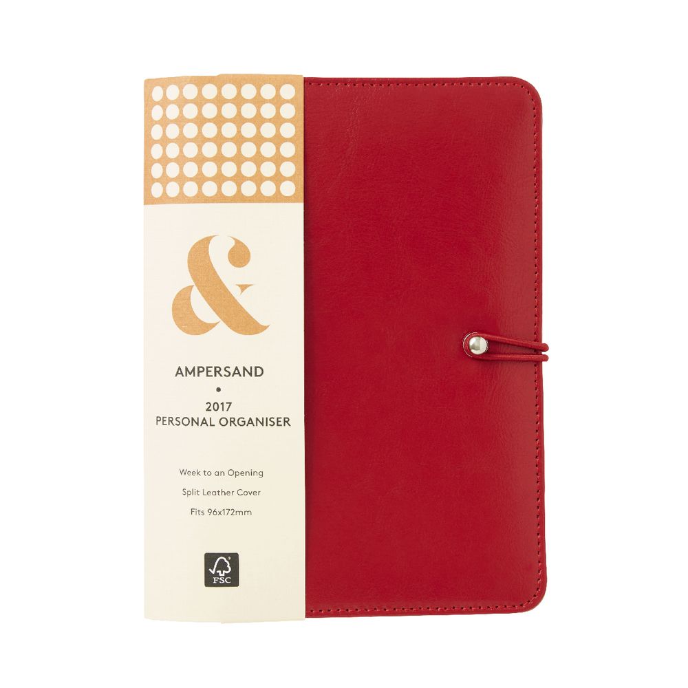Ampersand Split Leather 2017 Personal Timeplanner Cover Red