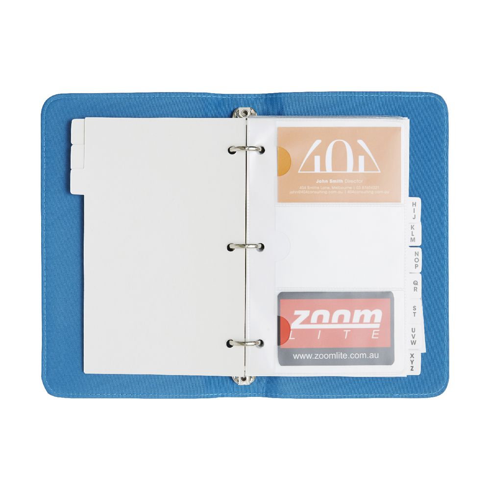 Otto Business Card Binder 3UP Criss Cross Blue