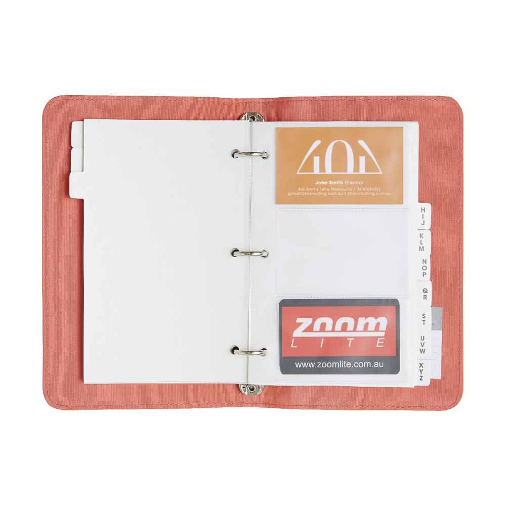 Otto Business Card Binder 3UP Criss Cross Coral