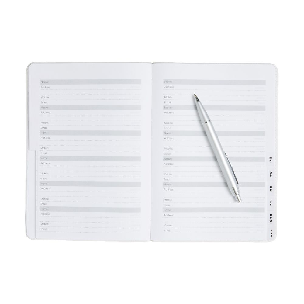 Otto A5 Address Book PU Leathergrain White