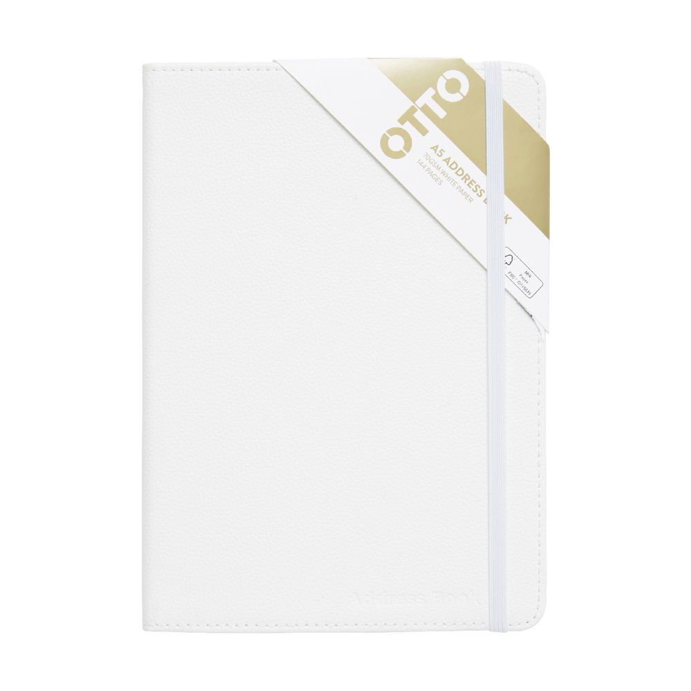Otto A5 Address Book PU Leathergrain White