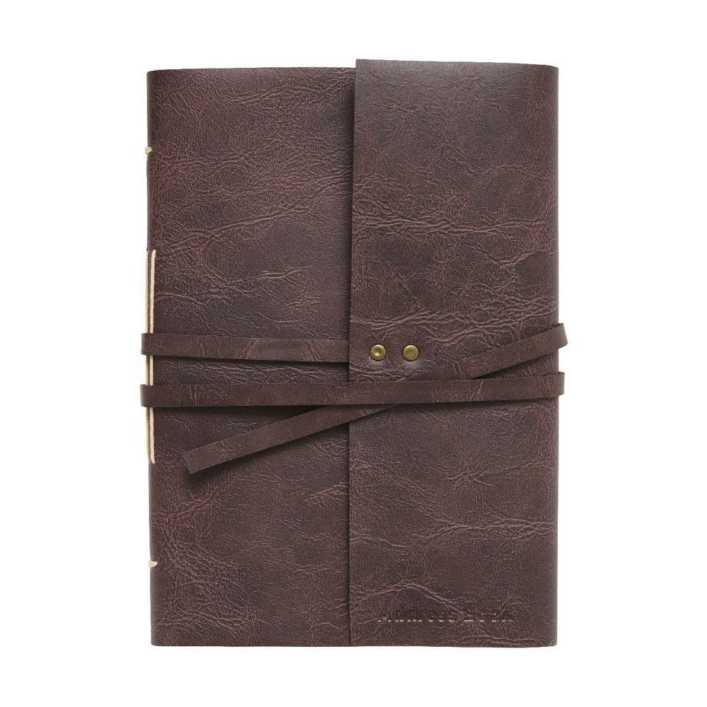 Ampersand A5 Vintage Leather Wrap Address Book Brown