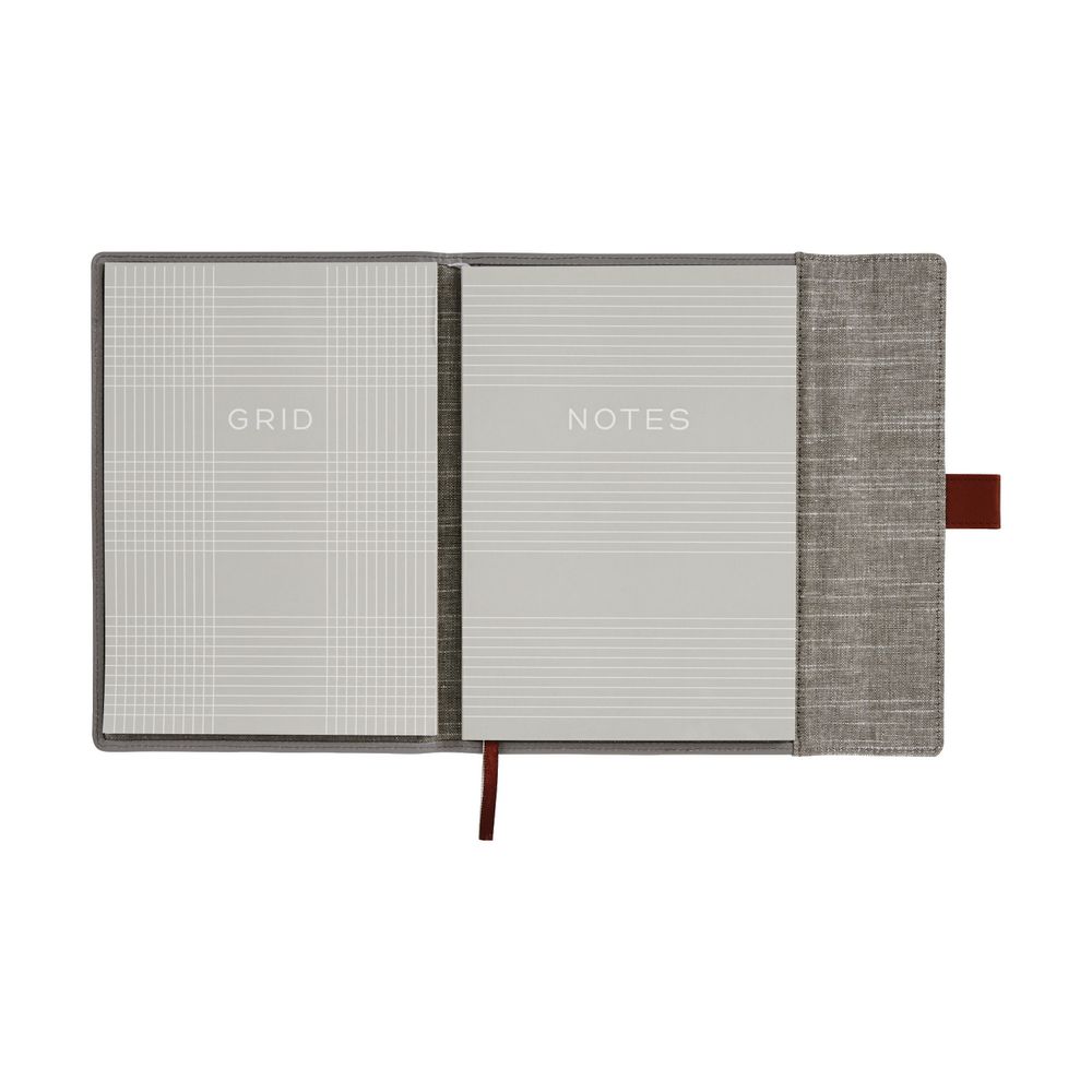 Otto A5 Fold Flap Notebook with Grid Pad 128 Pages Grey