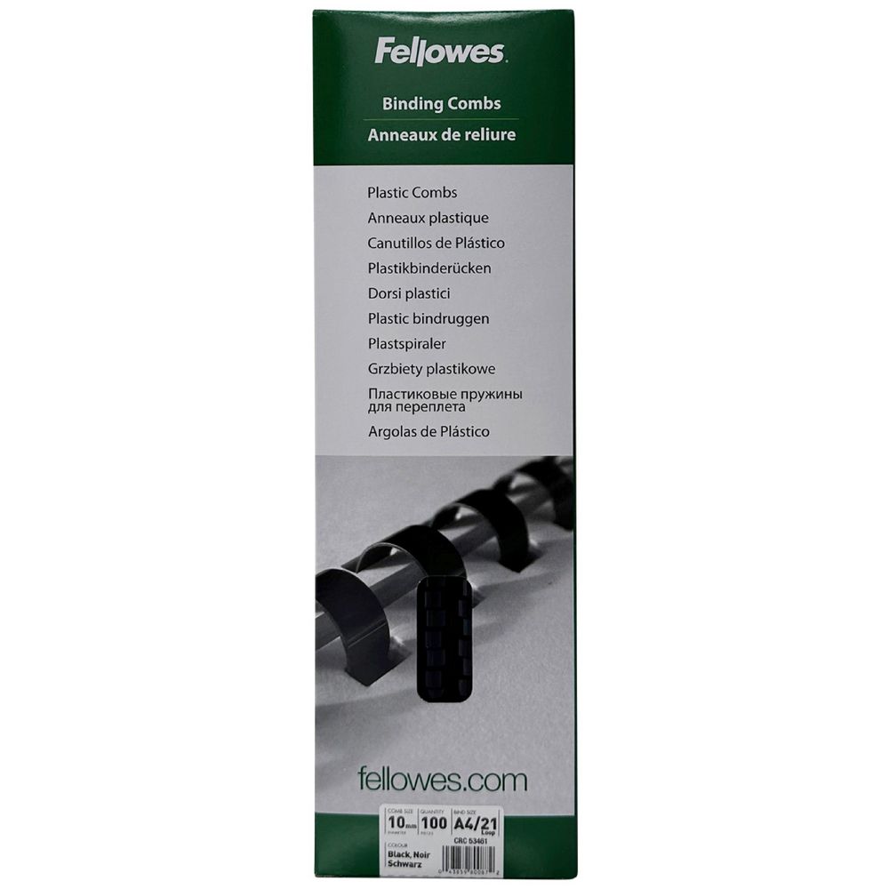 Fellowes Binding Combs 21 Loop 10mm Black 100 Pack | Officeworks