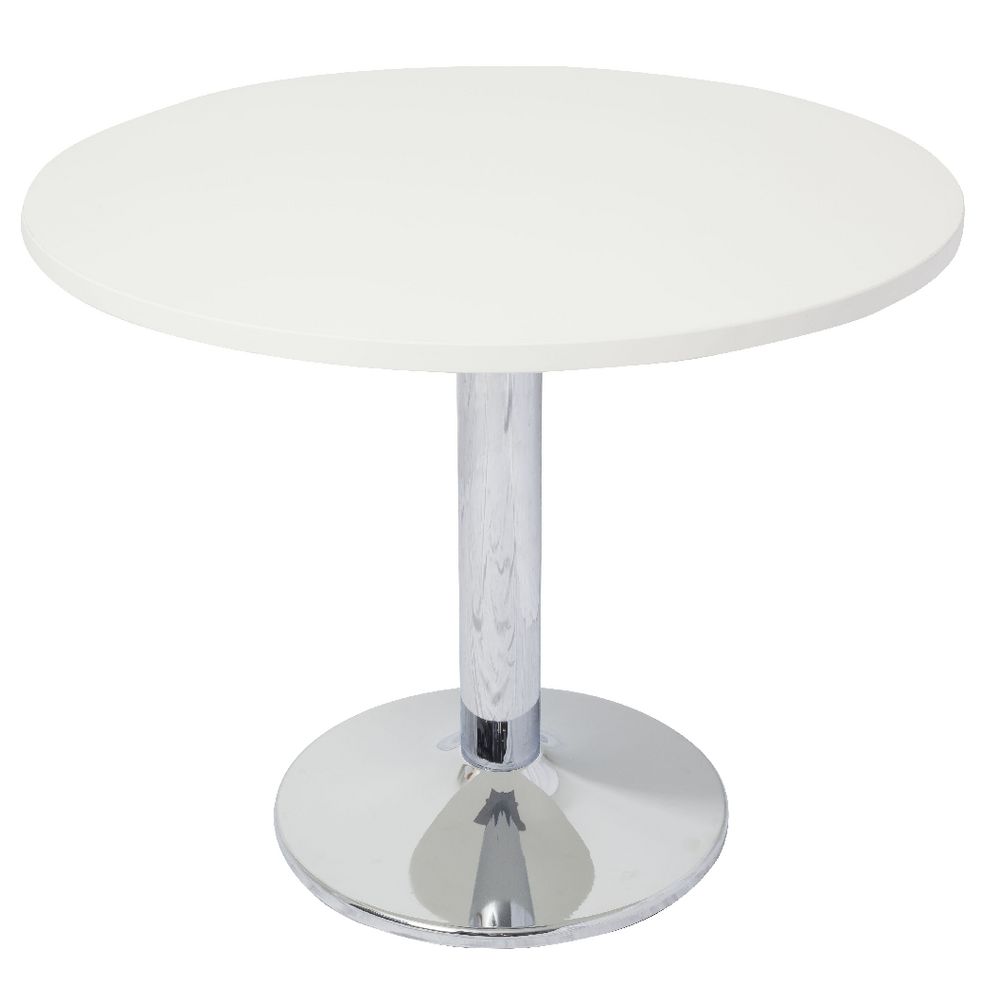 Rapidline Chrome Base Meeting Table 1200mm Round White