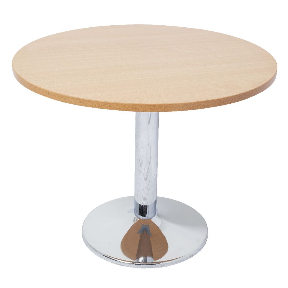 Rapidline Chrome Base Meeting Table 600mm Round Beech