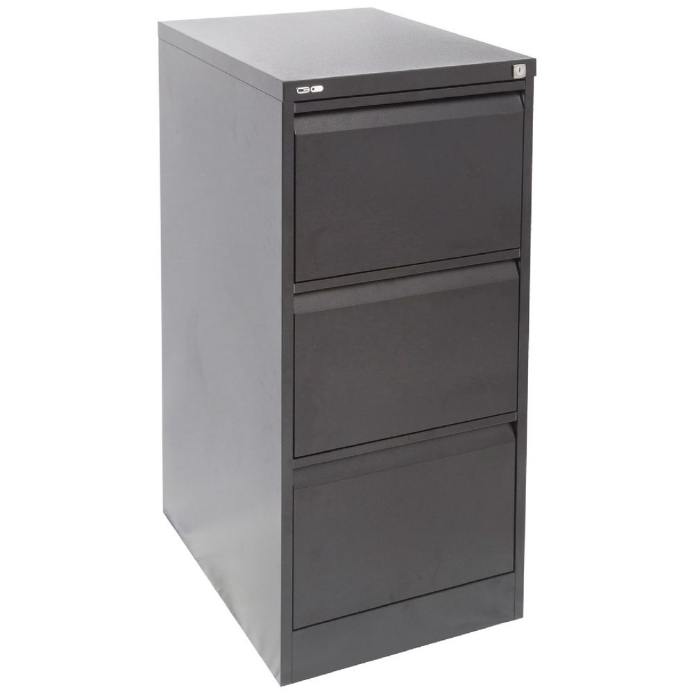 GO 3 Drawer Filing Cabinet Black
