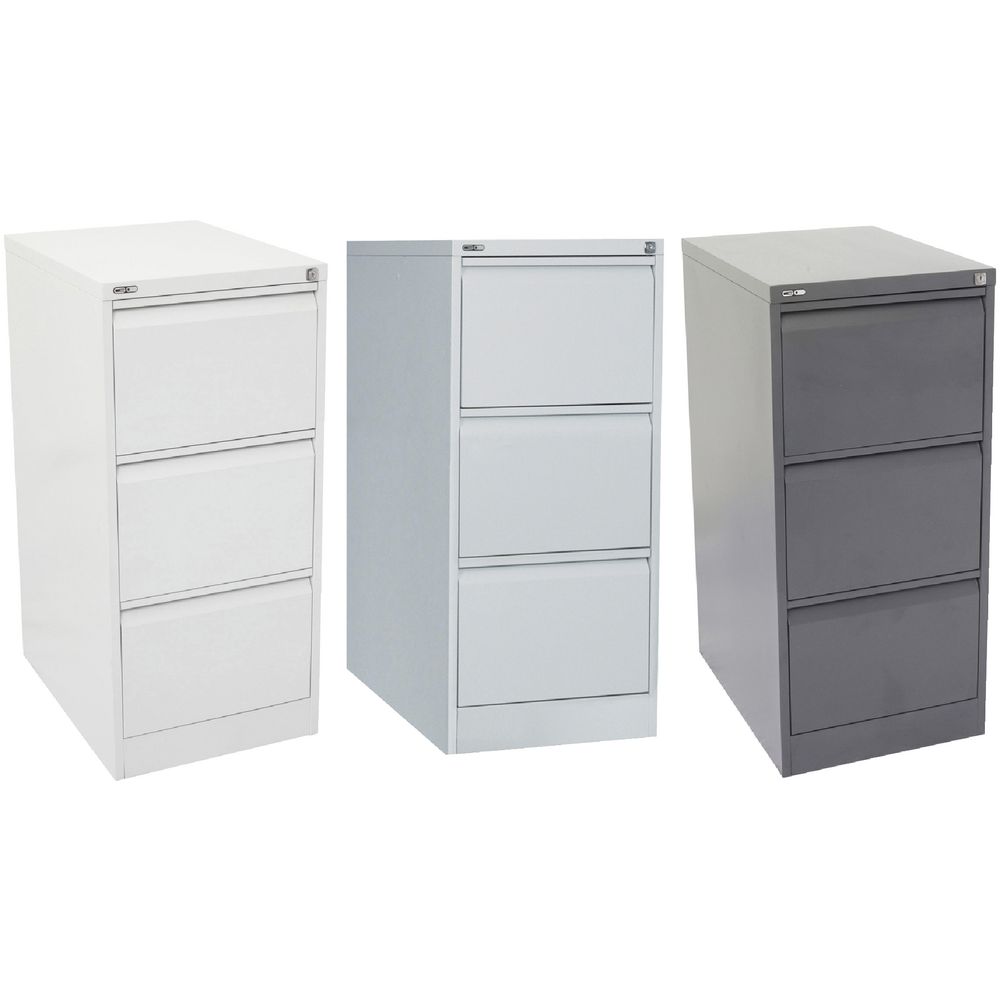 GO 3 Drawer Filing Cabinet Graphite Ripple