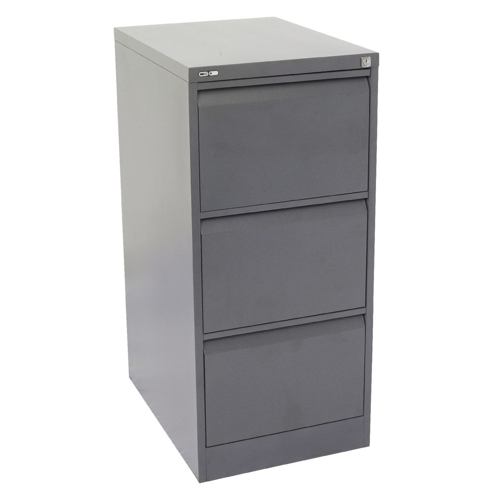 GO 3 Drawer Filing Cabinet Graphite Ripple
