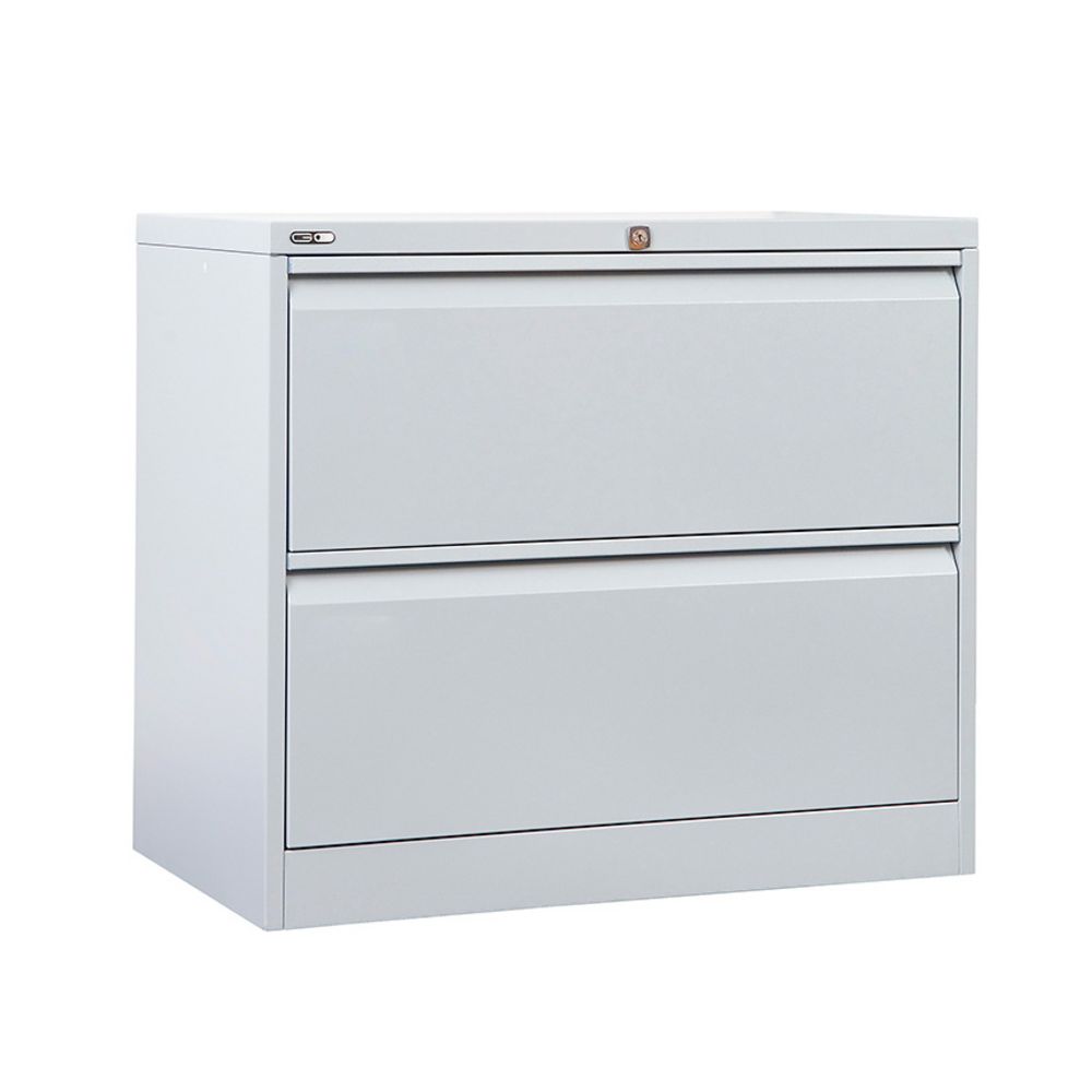 GO 2 Drawer Lateral Filing Cabinet Silver