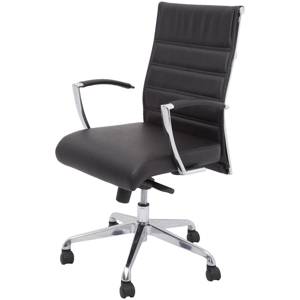 Rapidline Largo Medium Back Leather Chair Black