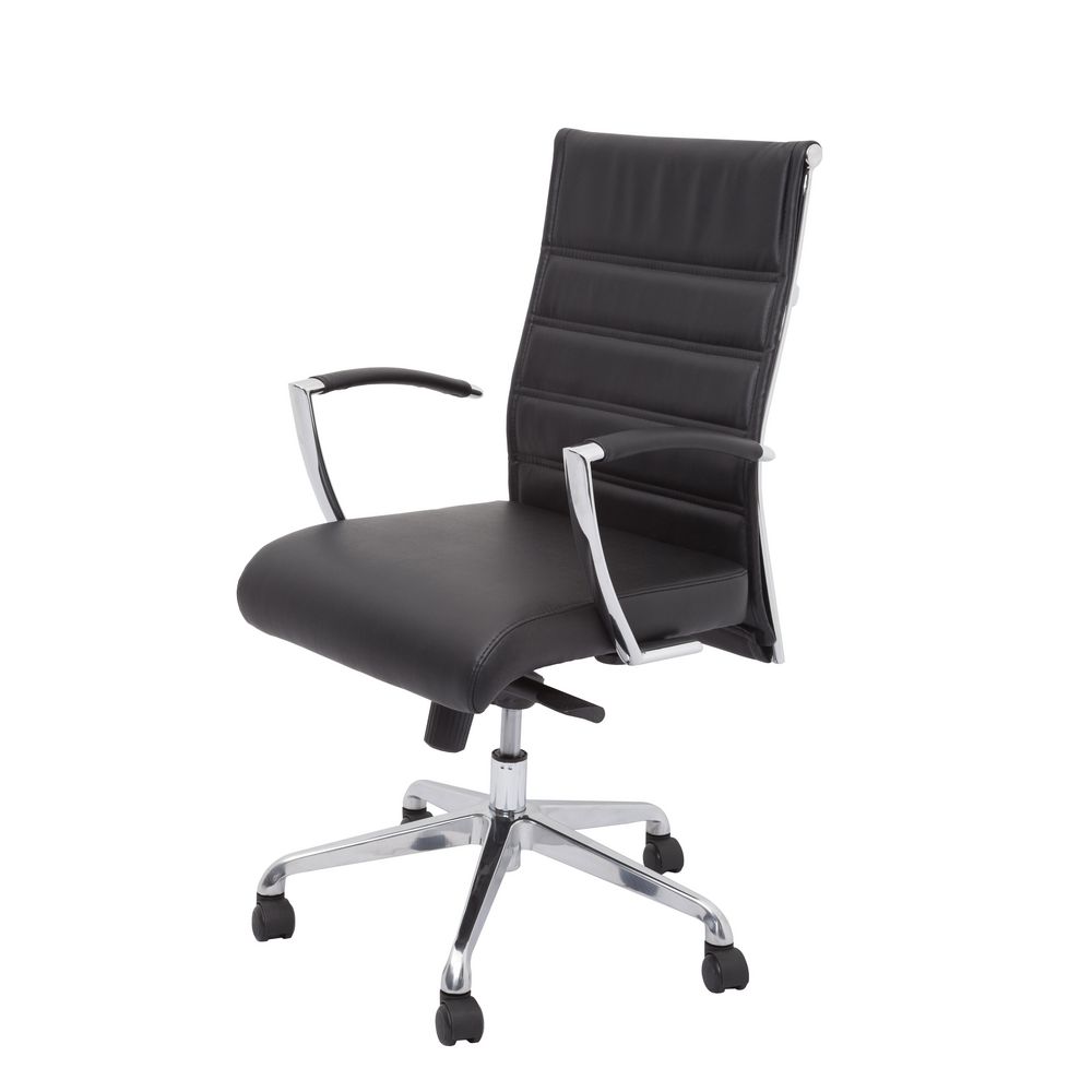 Rapidline Largo Medium Back Leather Chair Black