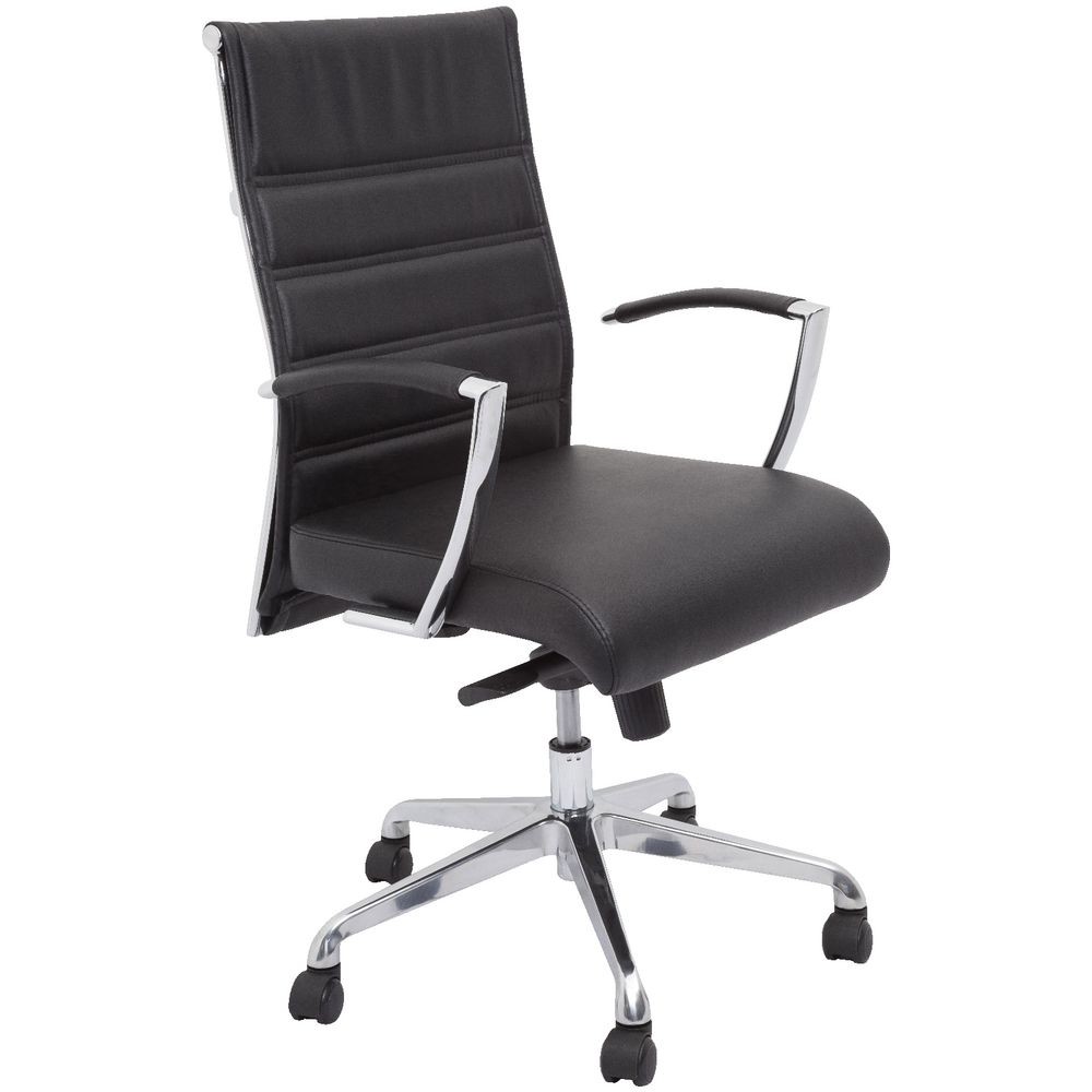 Rapidline Largo Medium Back Leather Chair Black