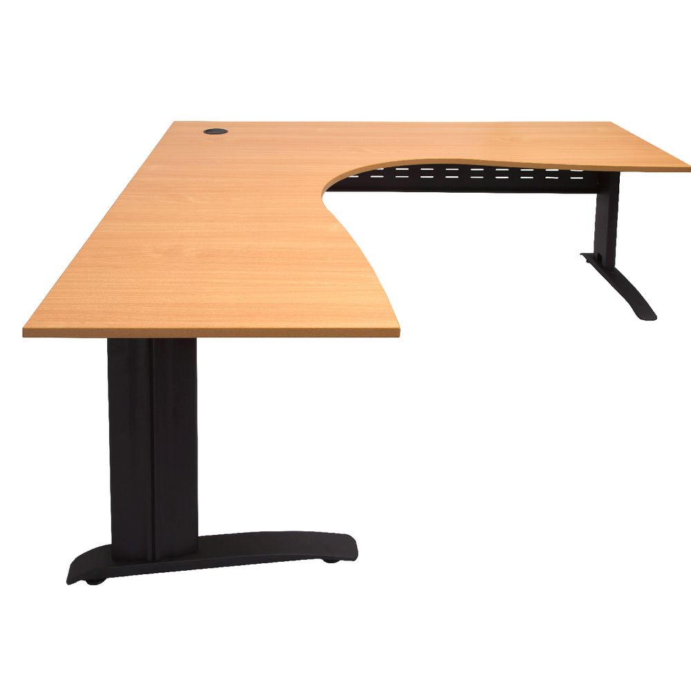 Rapidline Corner Desk 1500 x 1500 x 700mm Beech and Black