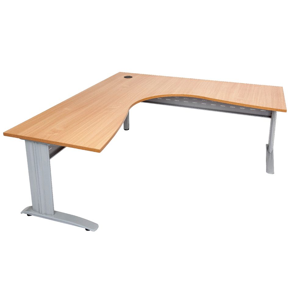 Rapidline Corner Desk 1500 x 1500 x 700mm Beech and Silver