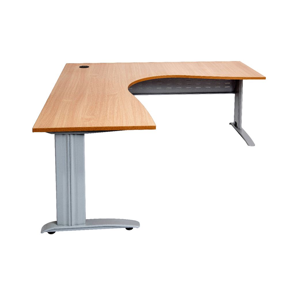 Rapidline Corner Desk 1800 x 1500 x 700mm Beech and Silver