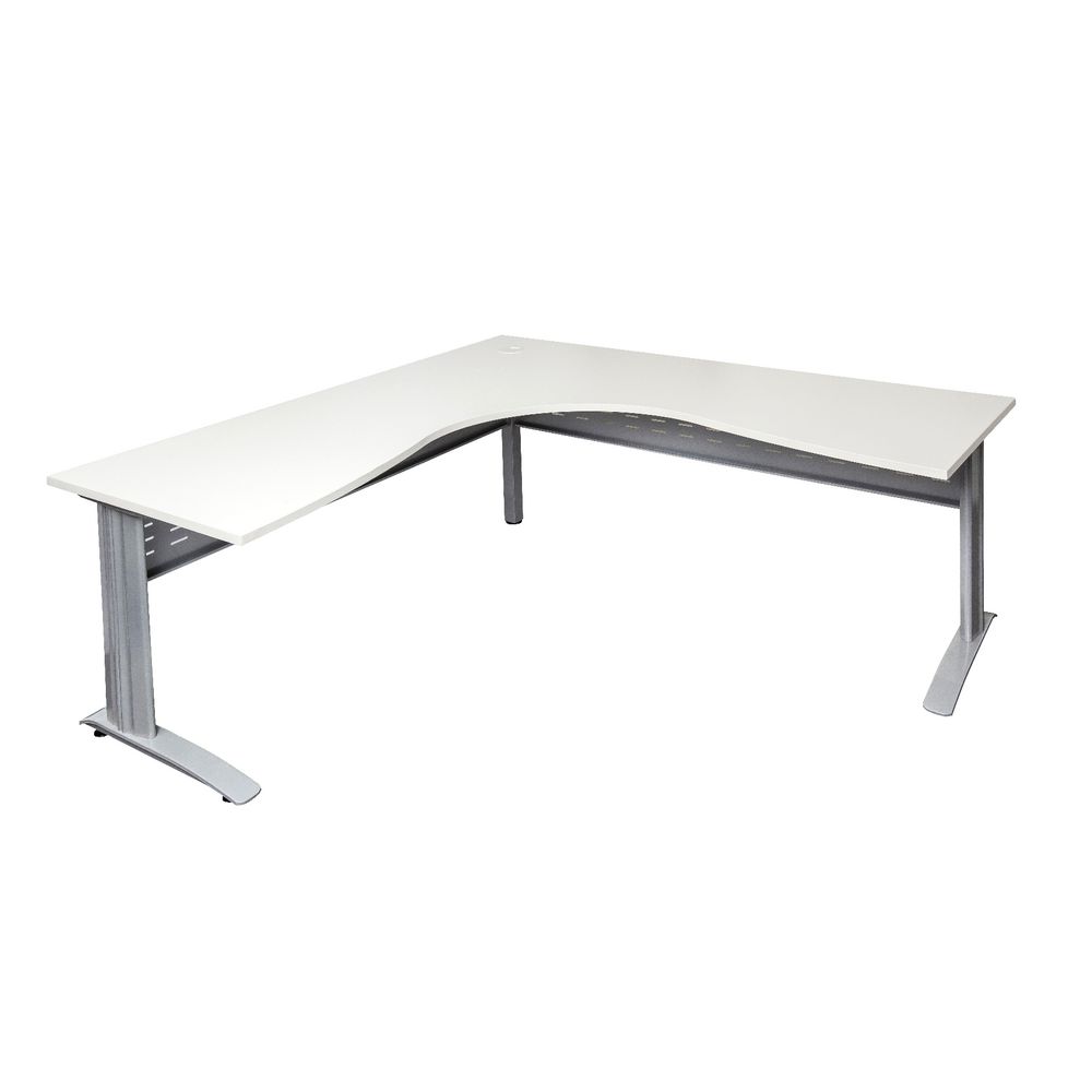 Rapidline Corner Desk 1800 x 700 x 730mm White and Silver