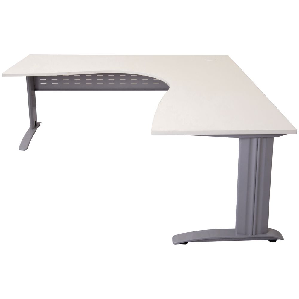 Rapidline Corner Desk 1800 x 1800 x 700mm White and Silver