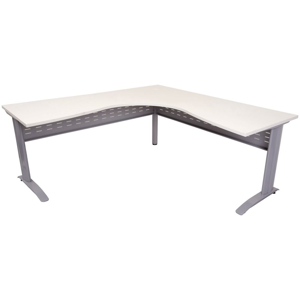Rapidline Corner Desk 1800 x 1800 x 700mm White and Silver