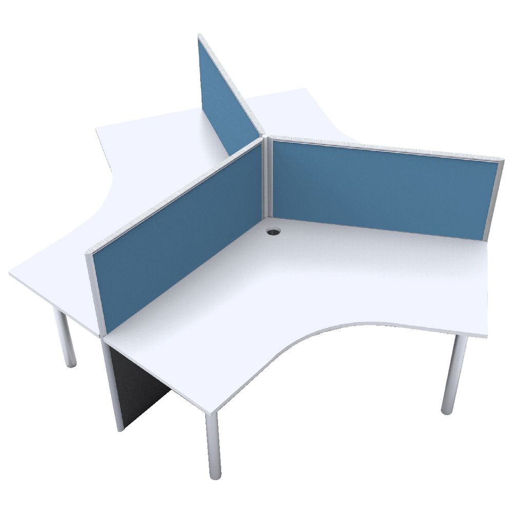 Rapid Screen 3 Person Workstation Blue Screen White Top