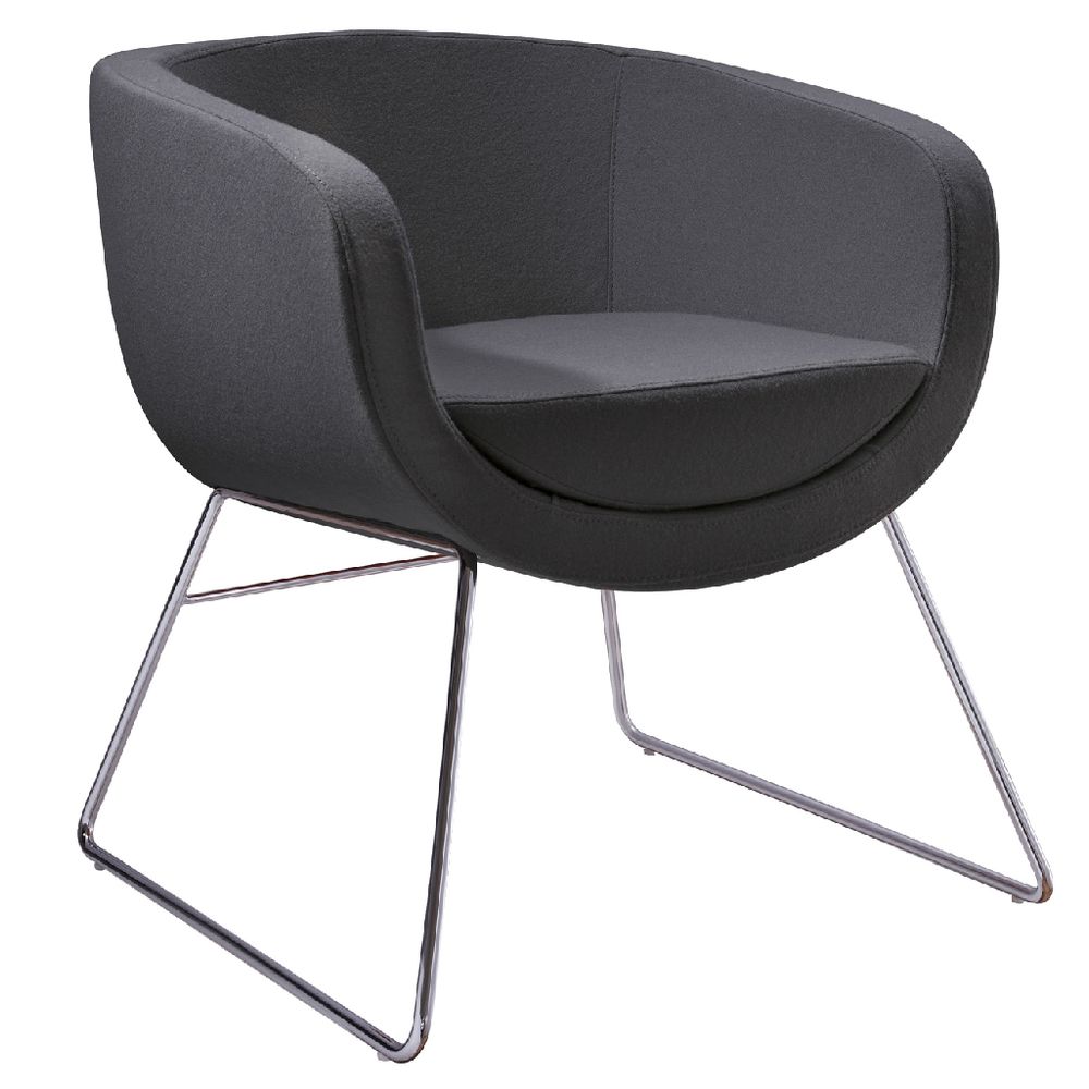 Rapidline Splash Cube Lounge Chair Chrome Sled Base Grey