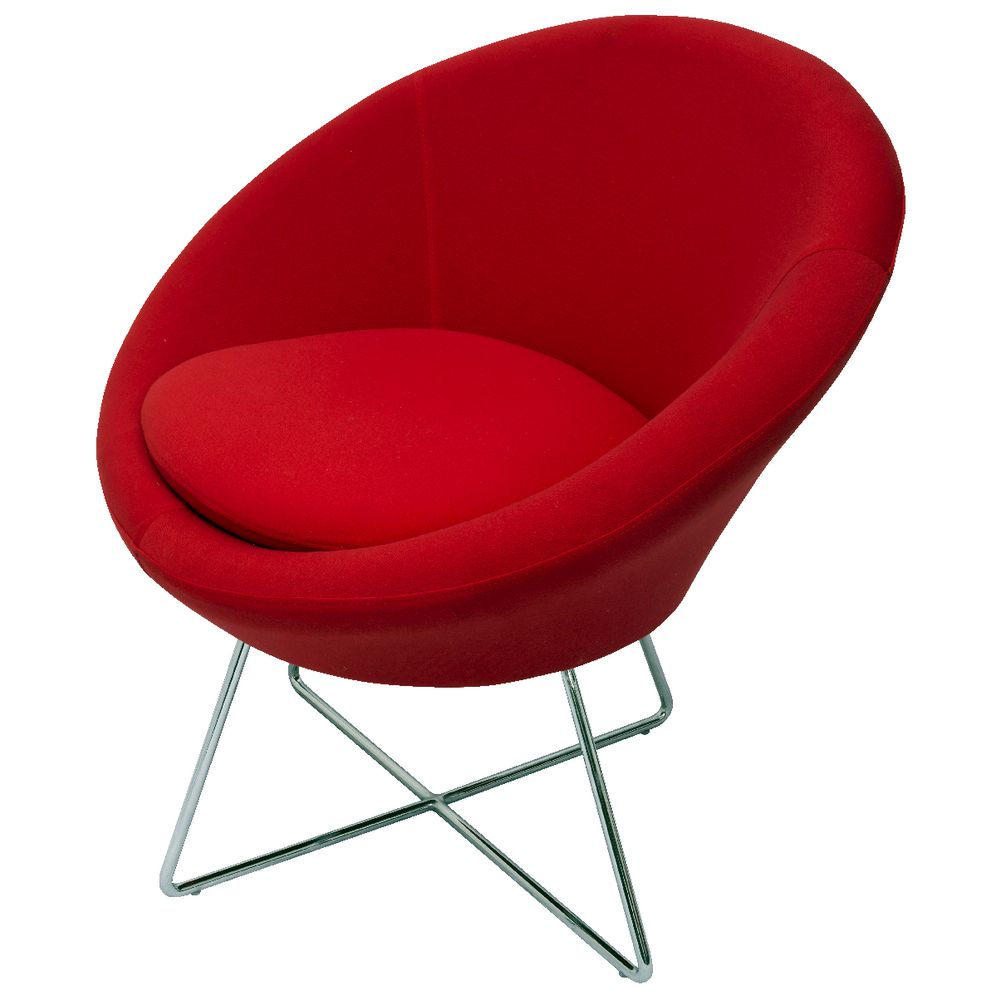 Rapidline Splash Cone Lounge Chair Chrome Cross Frame Red
