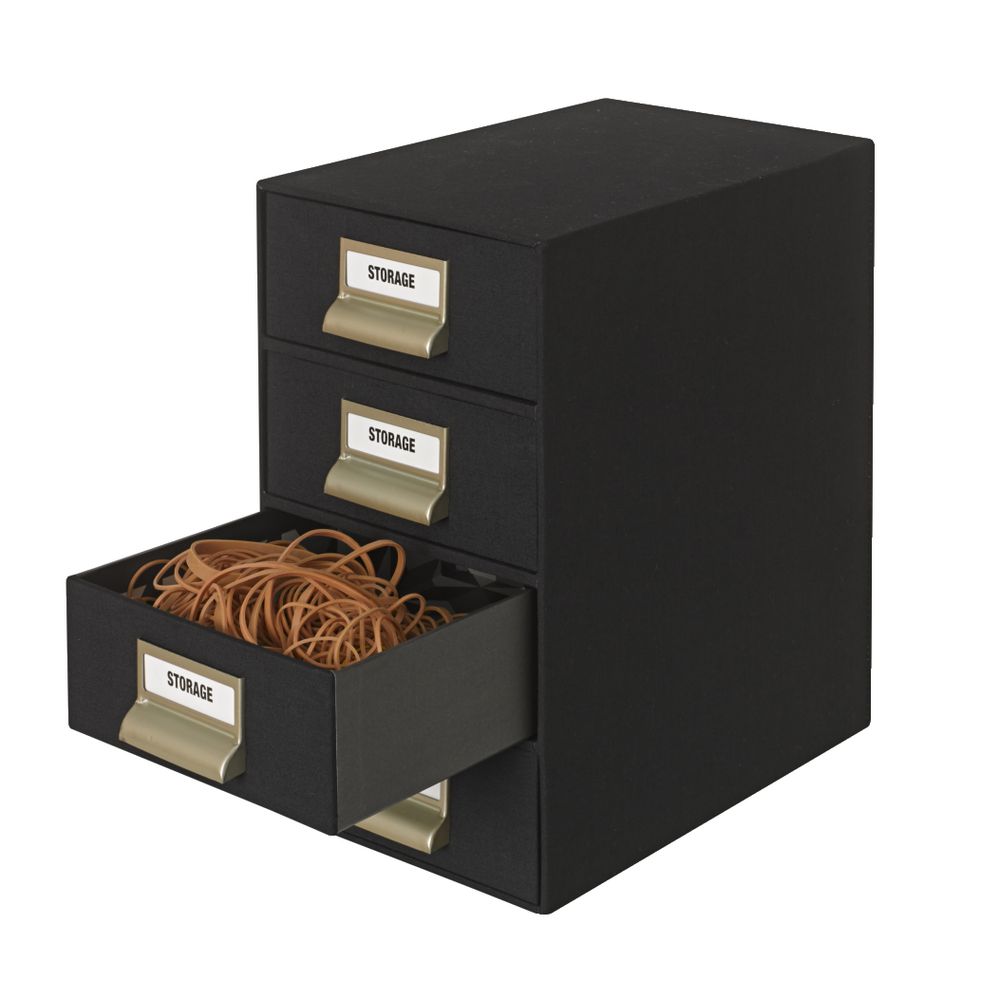 4 High Storage Drawers Cloth Black