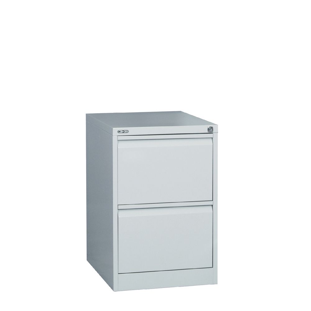 Go 2 Drawer Filing Cabinet Assembled Silver Grey