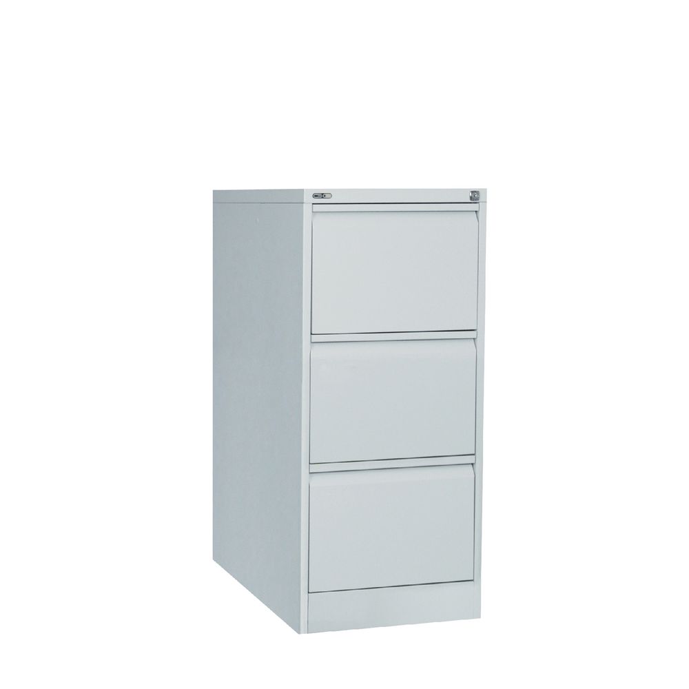 Go 3 Drawer Filing Cabinet Assembled Silver Grey