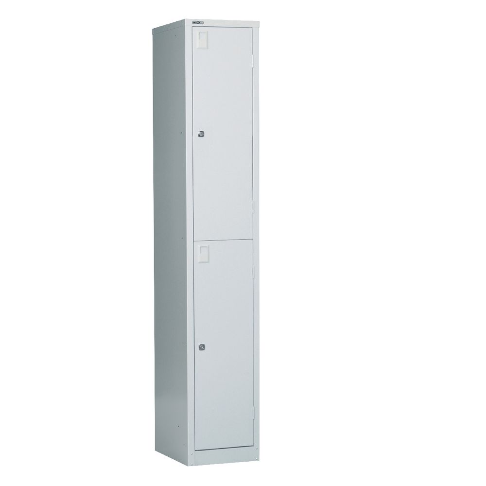Furnx 2 Door Metal Locker Assembled Silver Grey