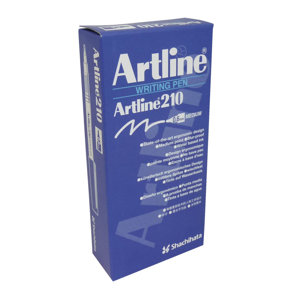 Artline 210 Fineliners 0.6mm Black 12 Pack