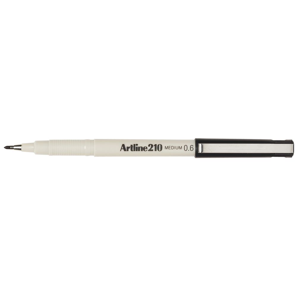 Artline 210 Fineliners 0.6mm Black 12 Pack