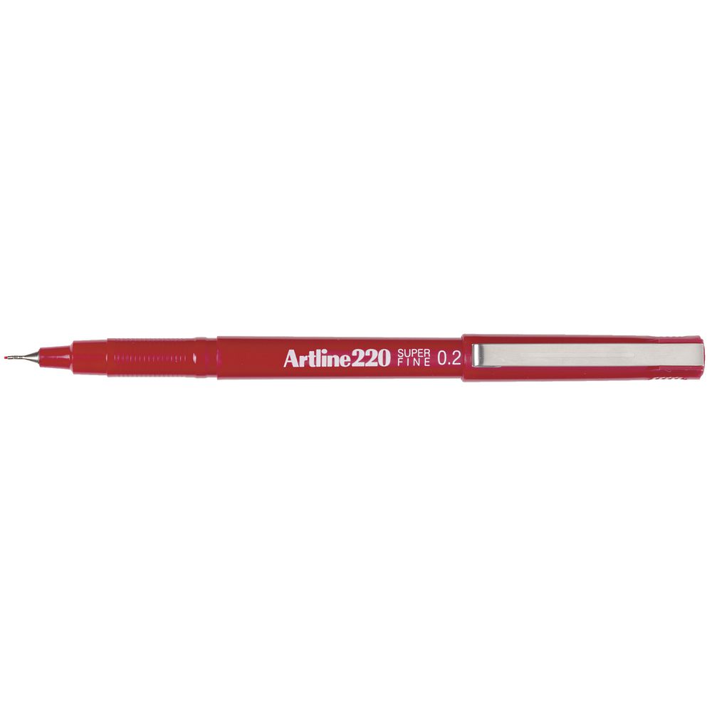 Artline 220 Fineliners 0.2mm Red 12 Pack