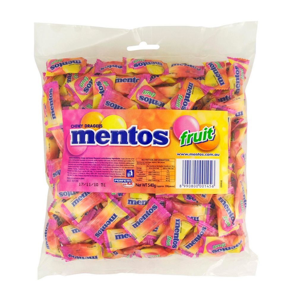 Mentos Fruit Individual Wrapped 200 Pack