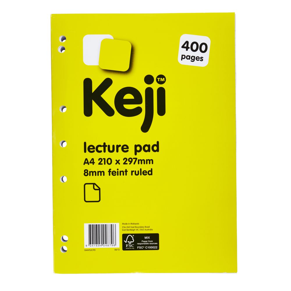 Keji A4 Giant Lecture Pad 400 Page Officeworks