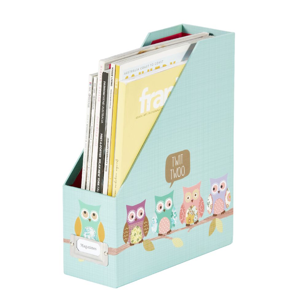 GO Stationery Magazine File Teal Owls