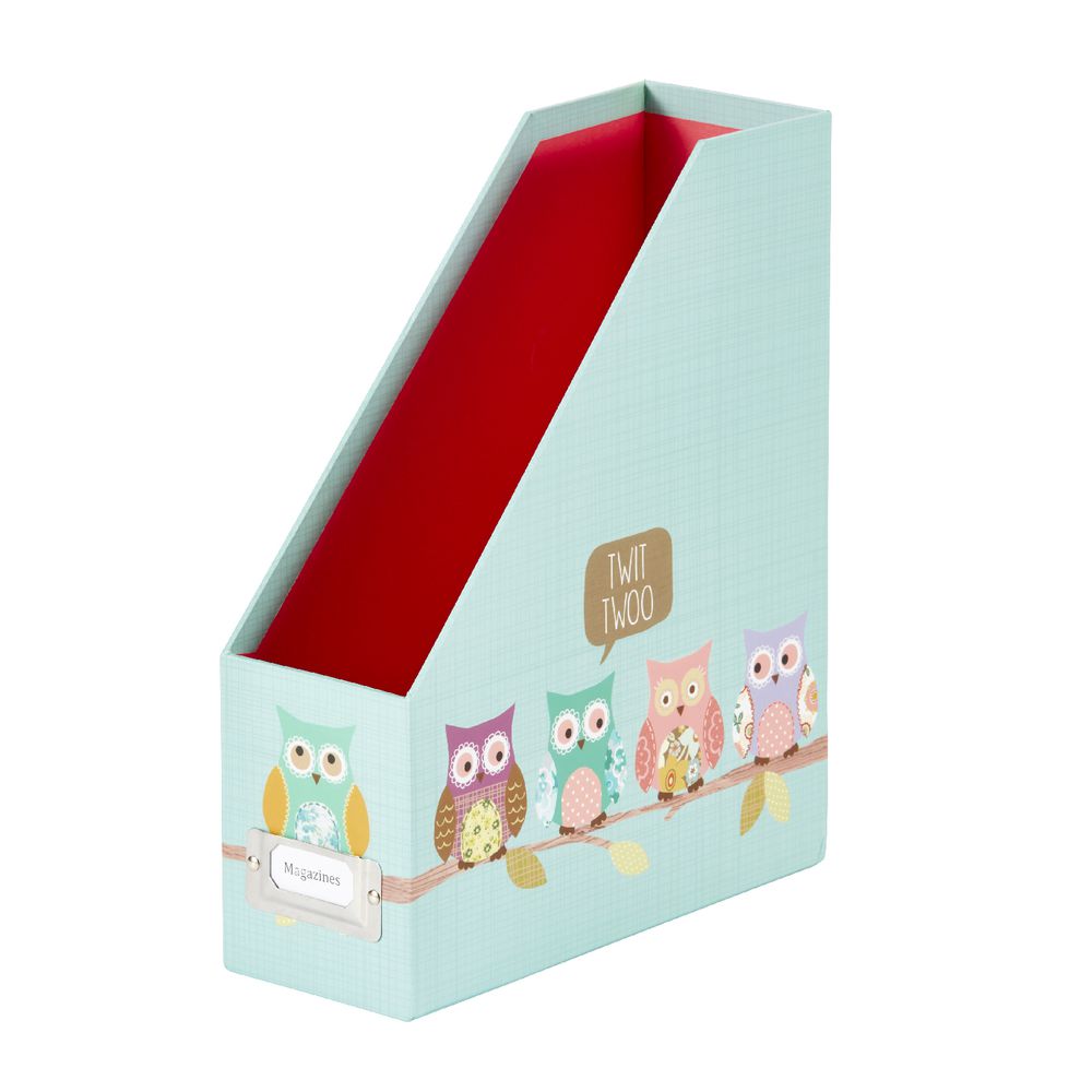 GO Stationery Magazine File Teal Owls