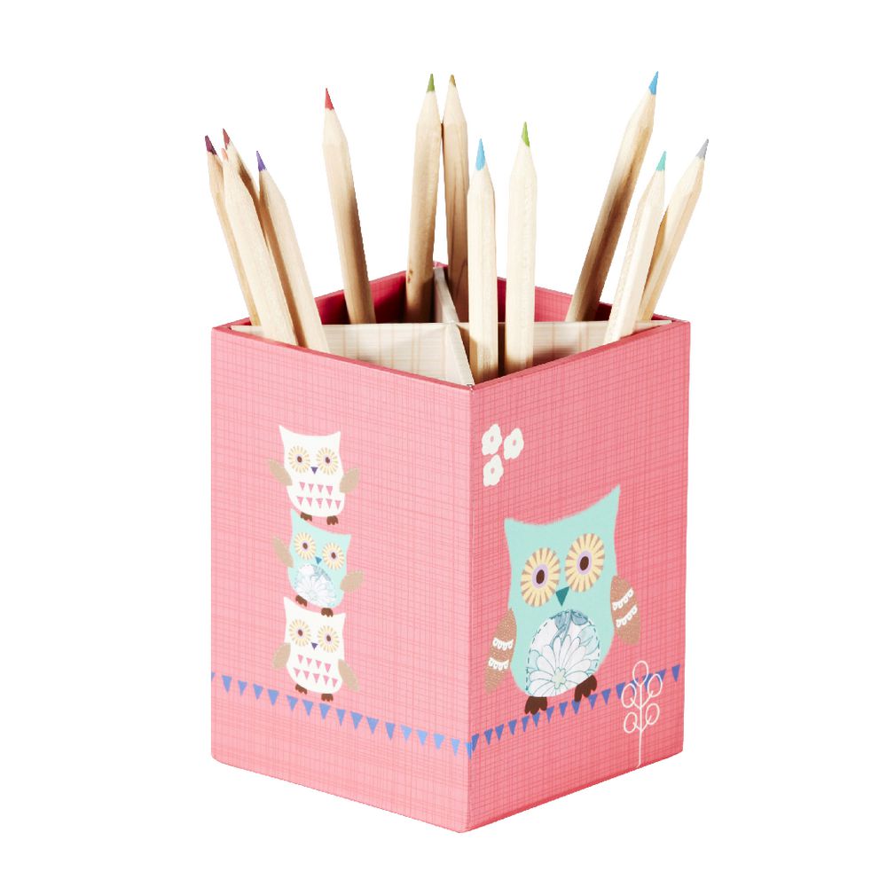 Owls Pen Cup Pink