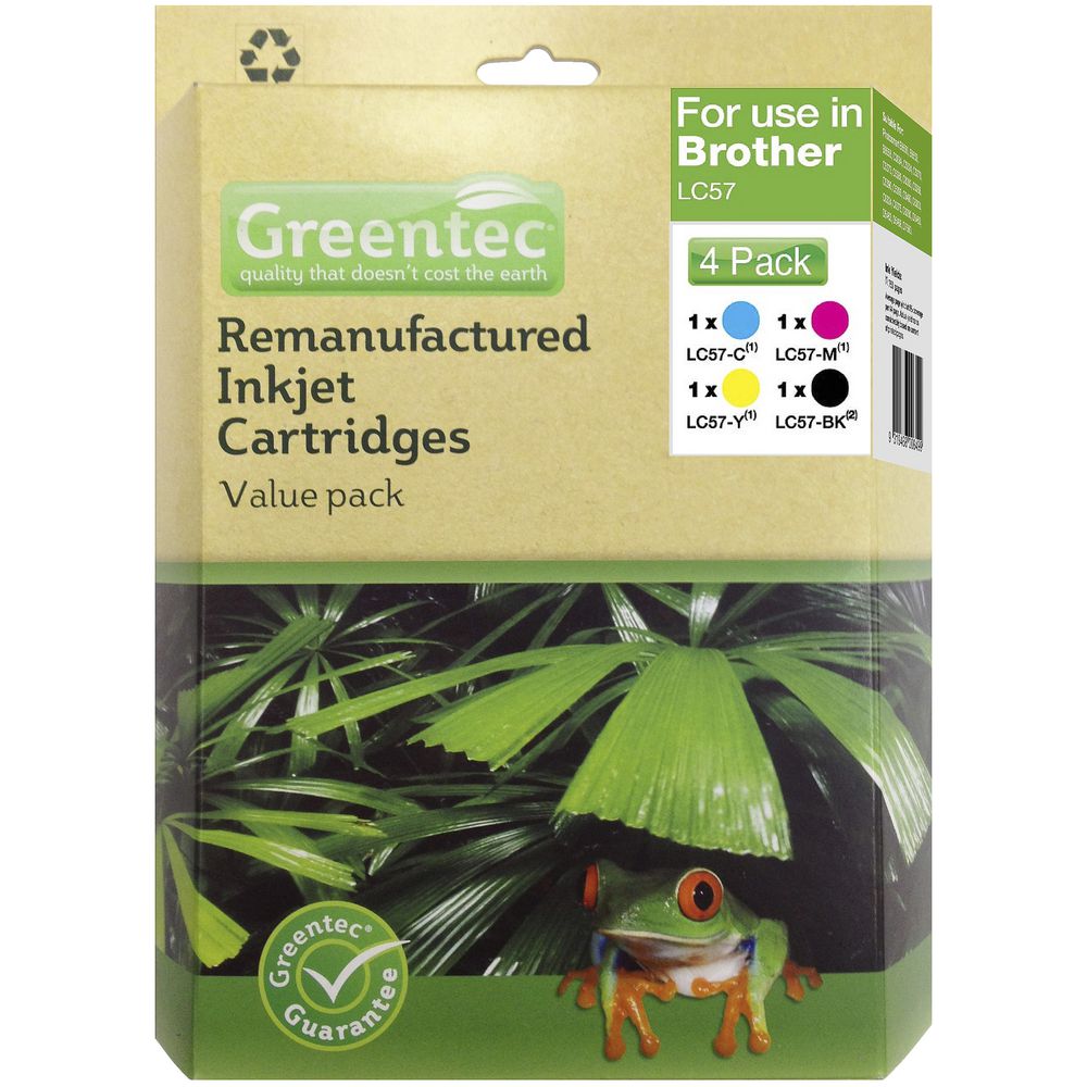Greentec Alternative Brother LC-57 Ink Black/Colour 4 Pack