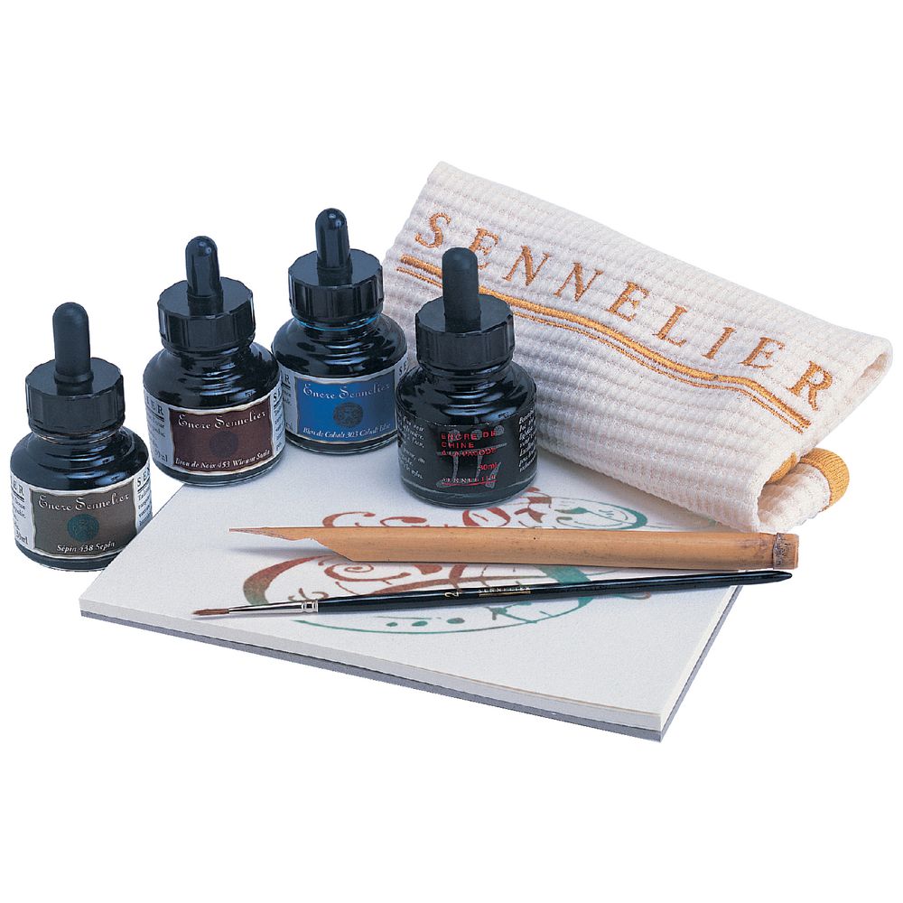 Sennelier Calligraphy Set with Pad and Brush