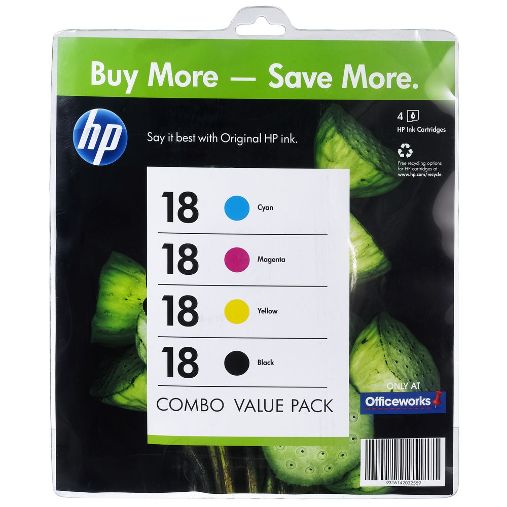 HP 18 Ink Cartridges Black and Colour 4 Pack