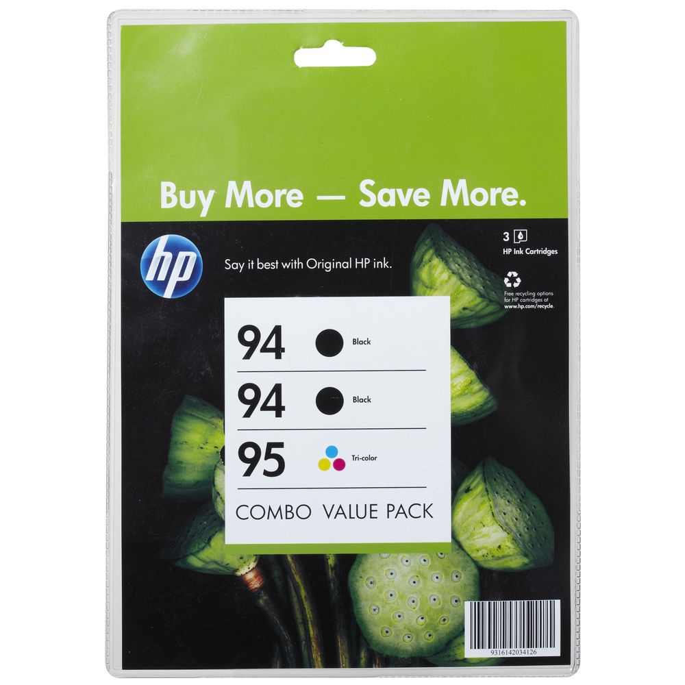 HP 94 Black and 95 Tri-Colour Ink Cartridge Value 3 Pack