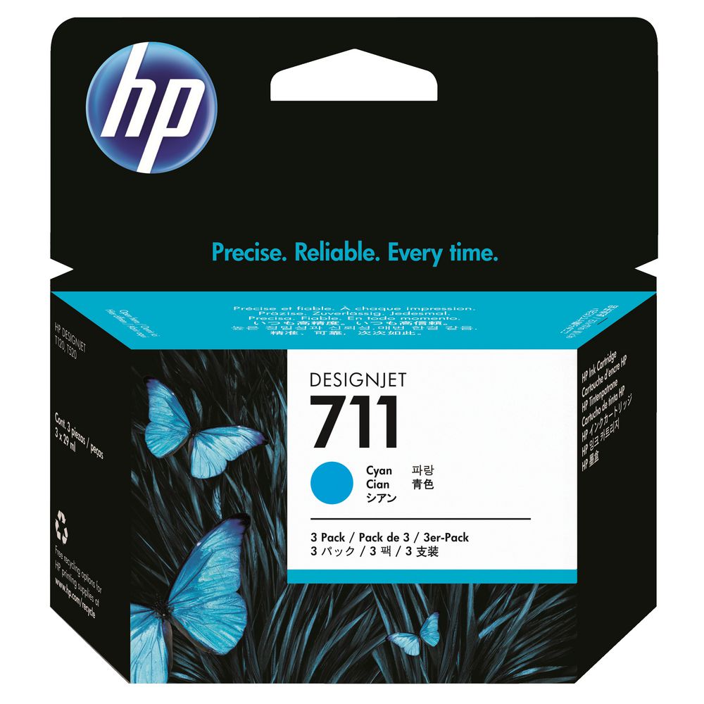 HP 711 Ink Cartridge Cyan 29mL 3 Pack