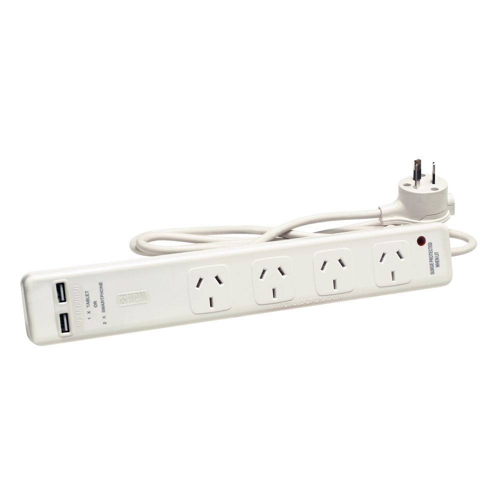 HPM 4 Outlet with USB 2.1A Powerboard