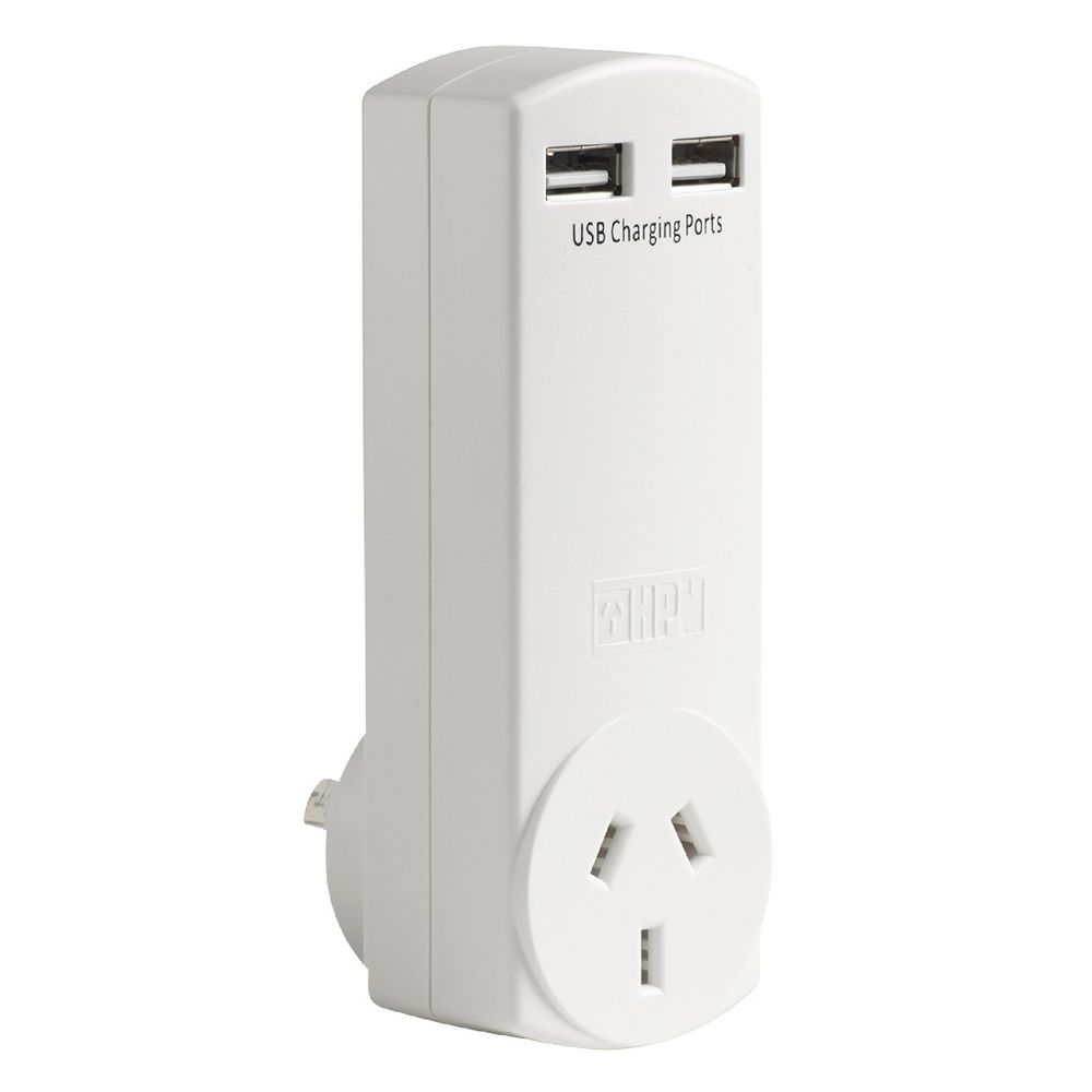 The HPM Twin USB Outlet Adaptor Charger