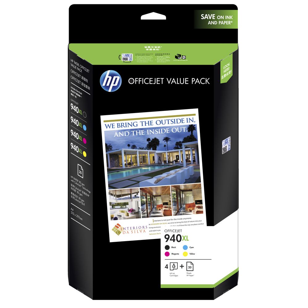 HP 940XL Black and Colour Ink Cartridges Value Paper Pack